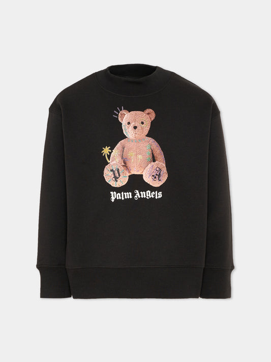 Felpa nera per bambina con Teddy Bear,Palm Angels,F6PAJGSW078 110