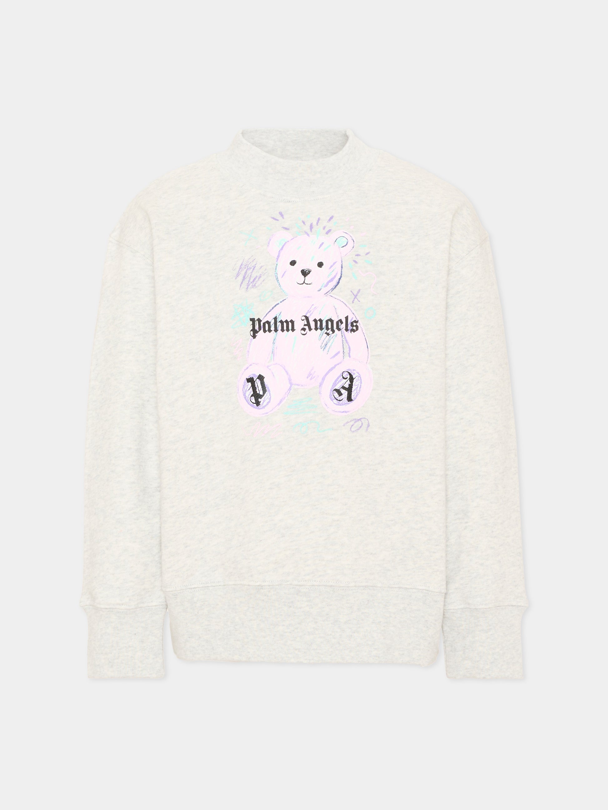 Felpa grigia per bambina con teddy bear,Palm Angels,F6PAJGSW080 101
