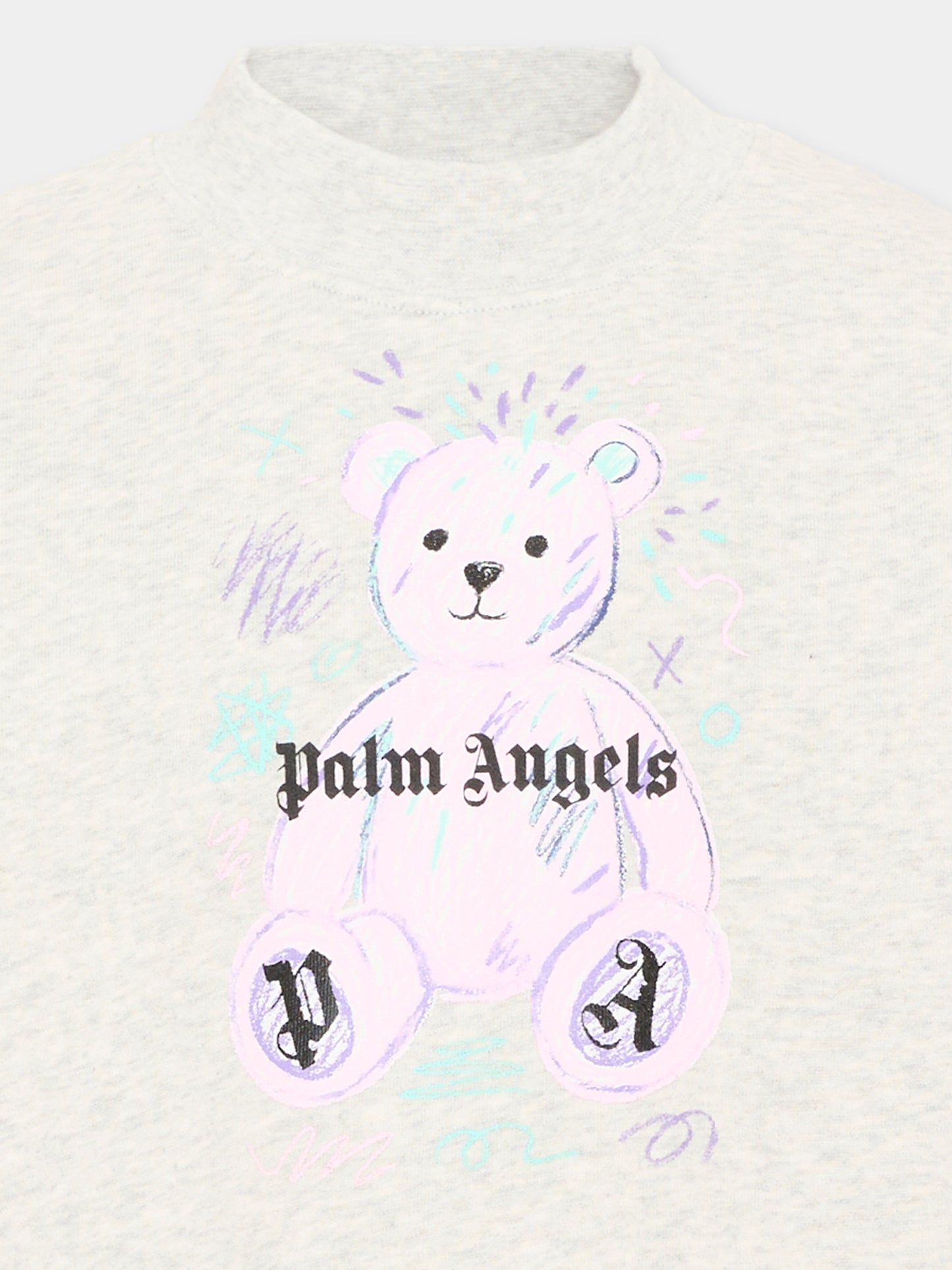 Felpa grigia per bambina con teddy bear,Palm Angels,F6PAJGSW080 101