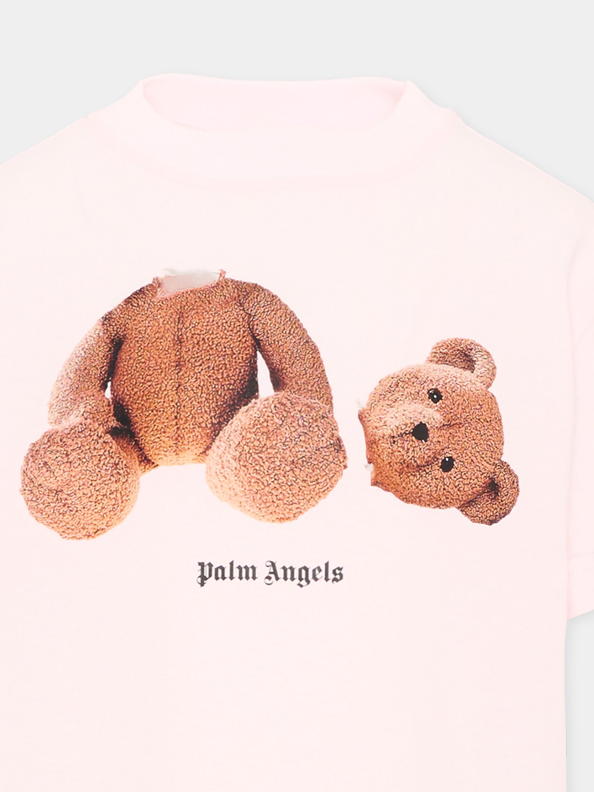 T-Shirt rosa per bambina con Teddy Bear,Palm Angels,F6PAJGTH050 042