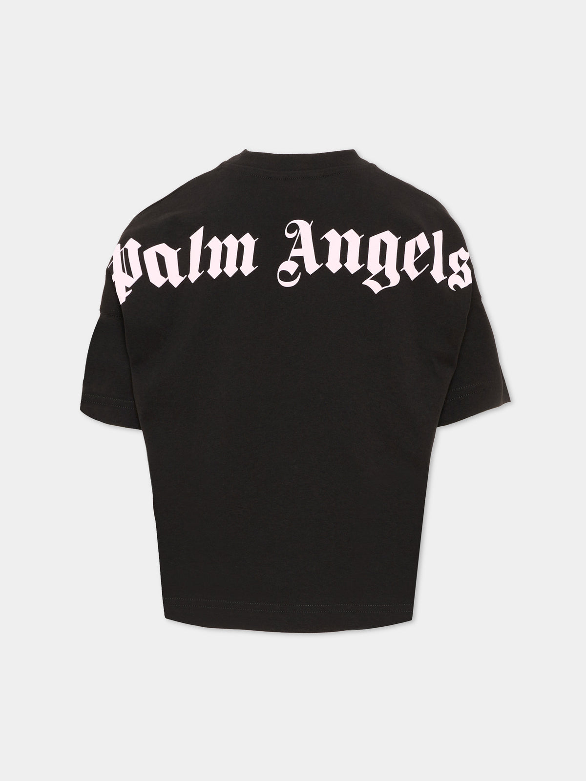 T-Shirt nera per bambina con logo,Palm Angels,F6PAJGTH064 110
