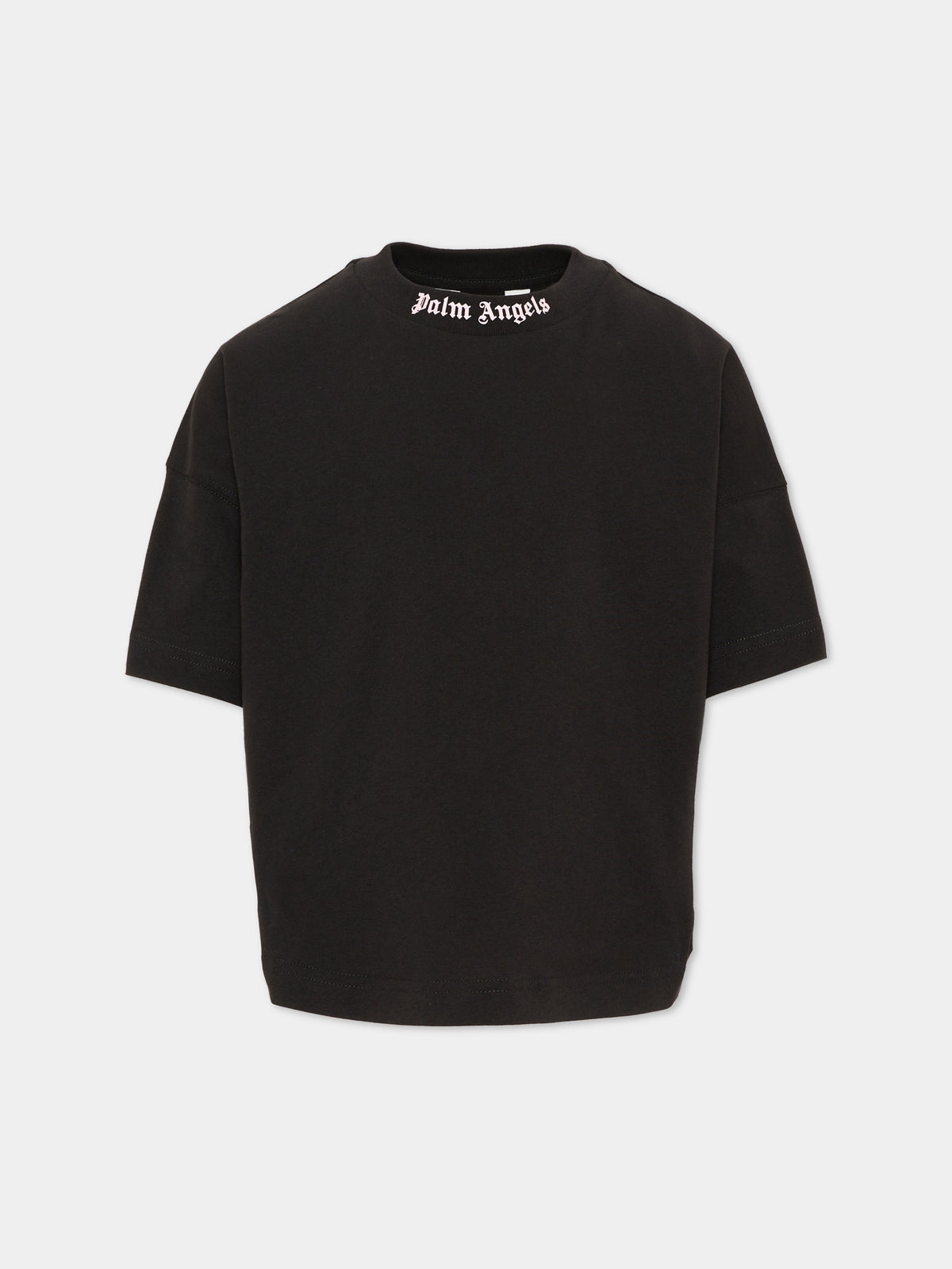 T-Shirt nera per bambina con logo,Palm Angels,F6PAJGTH064 110