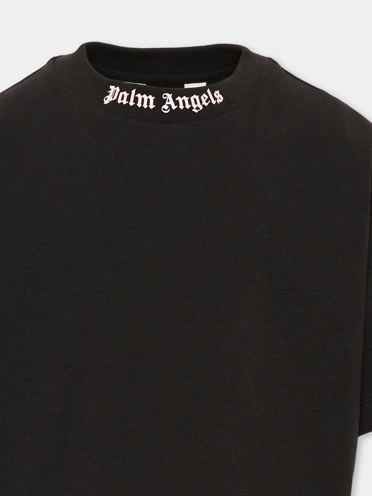 T-Shirt nera per bambina con logo,Palm Angels,F6PAJGTH064 110