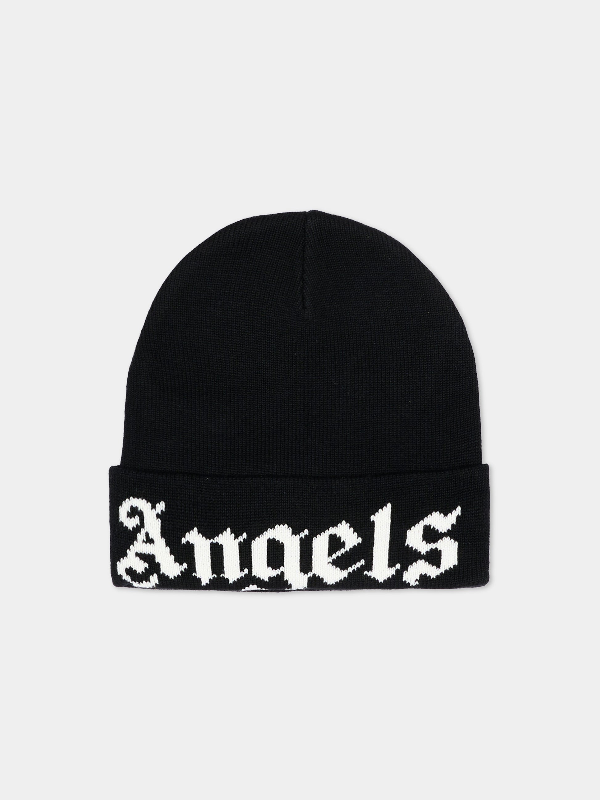 Berretto nero per bambini con logo,Palm Angels,F6PAJBHT227 110
