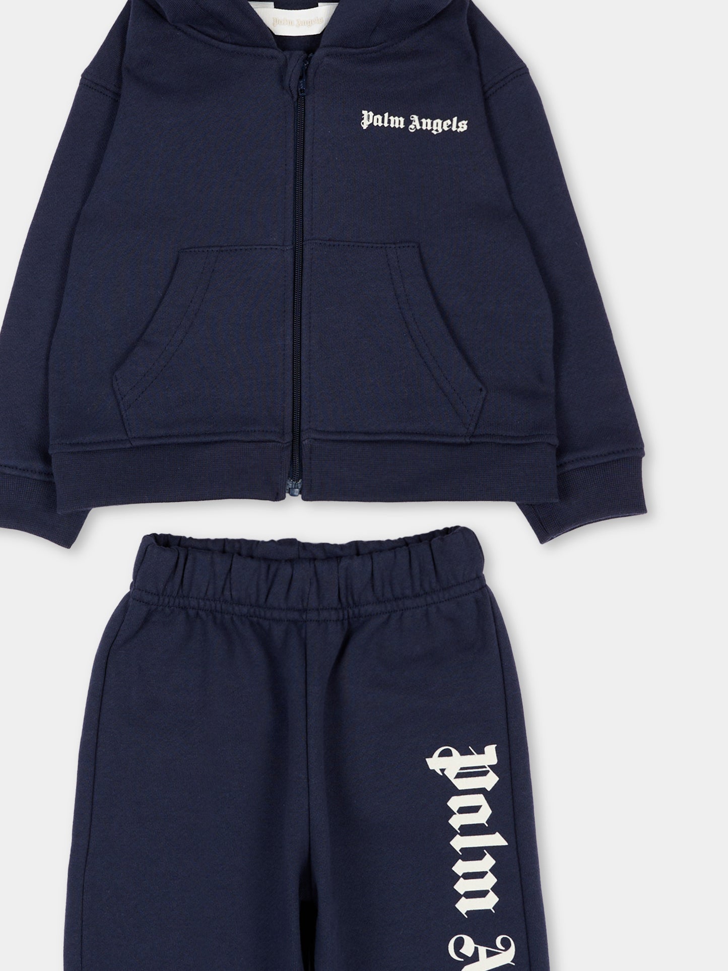 Completo sportivo lungo blu per neonato con logo,Palm Angels,F6PANBTP180 1528