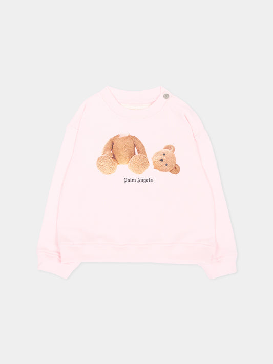 Felpa rosa per neonata con bear,Palm Angels,F6PANGSW191 042