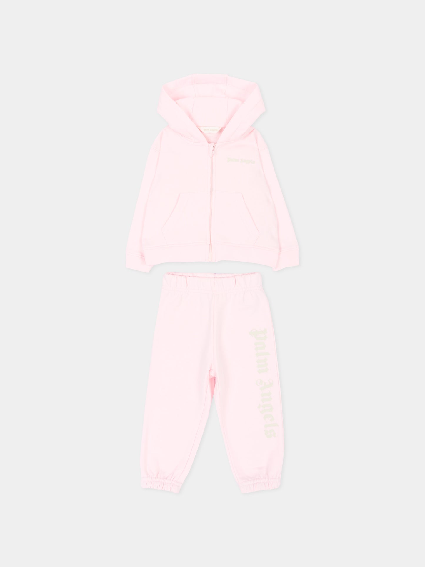 Completo sportivo lungo rosa per neonata con logo,Palm Angels,F6PANGTP181 042