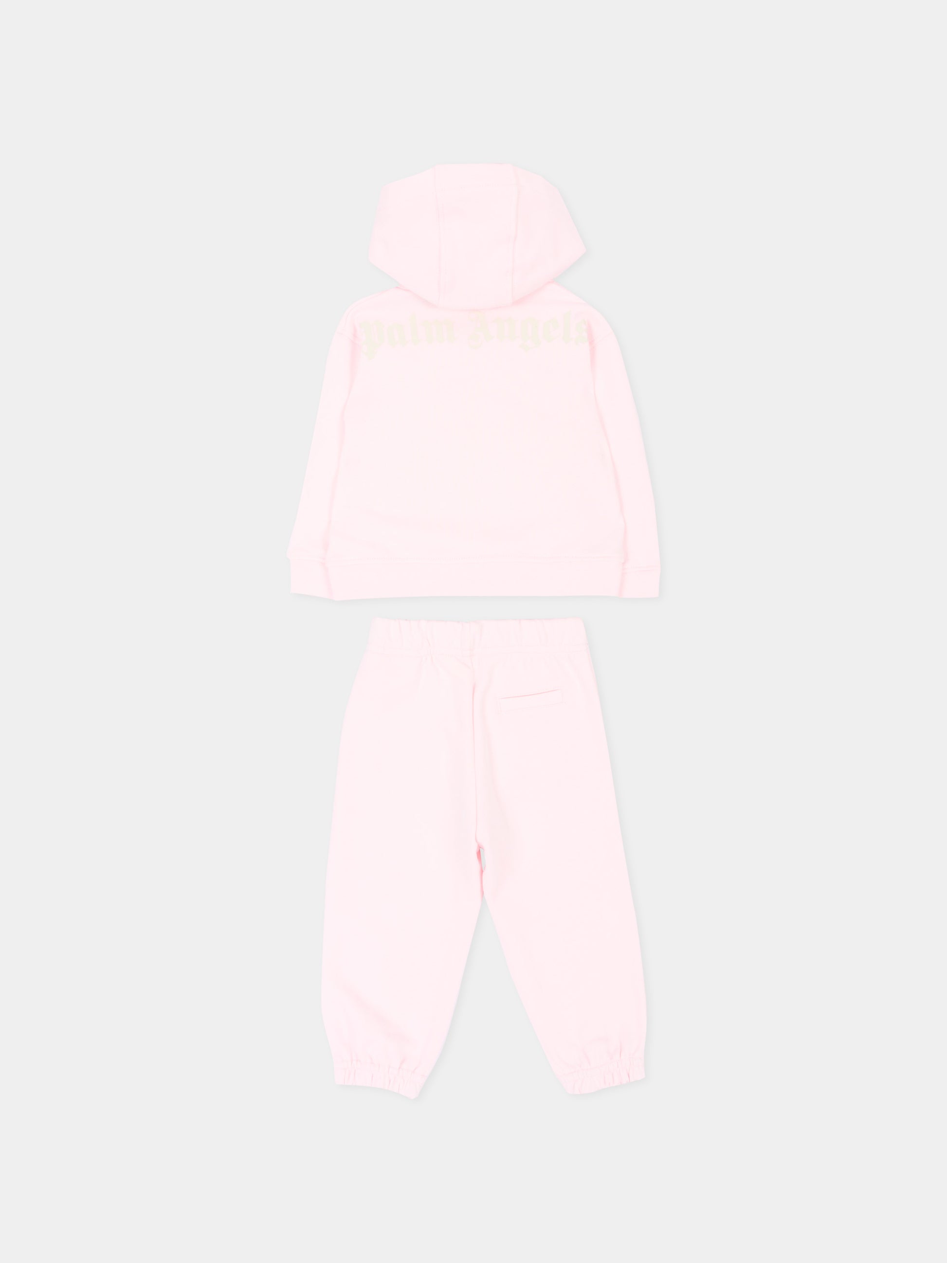 Completo sportivo lungo rosa per neonata con logo,Palm Angels,F6PANGTP181 042
