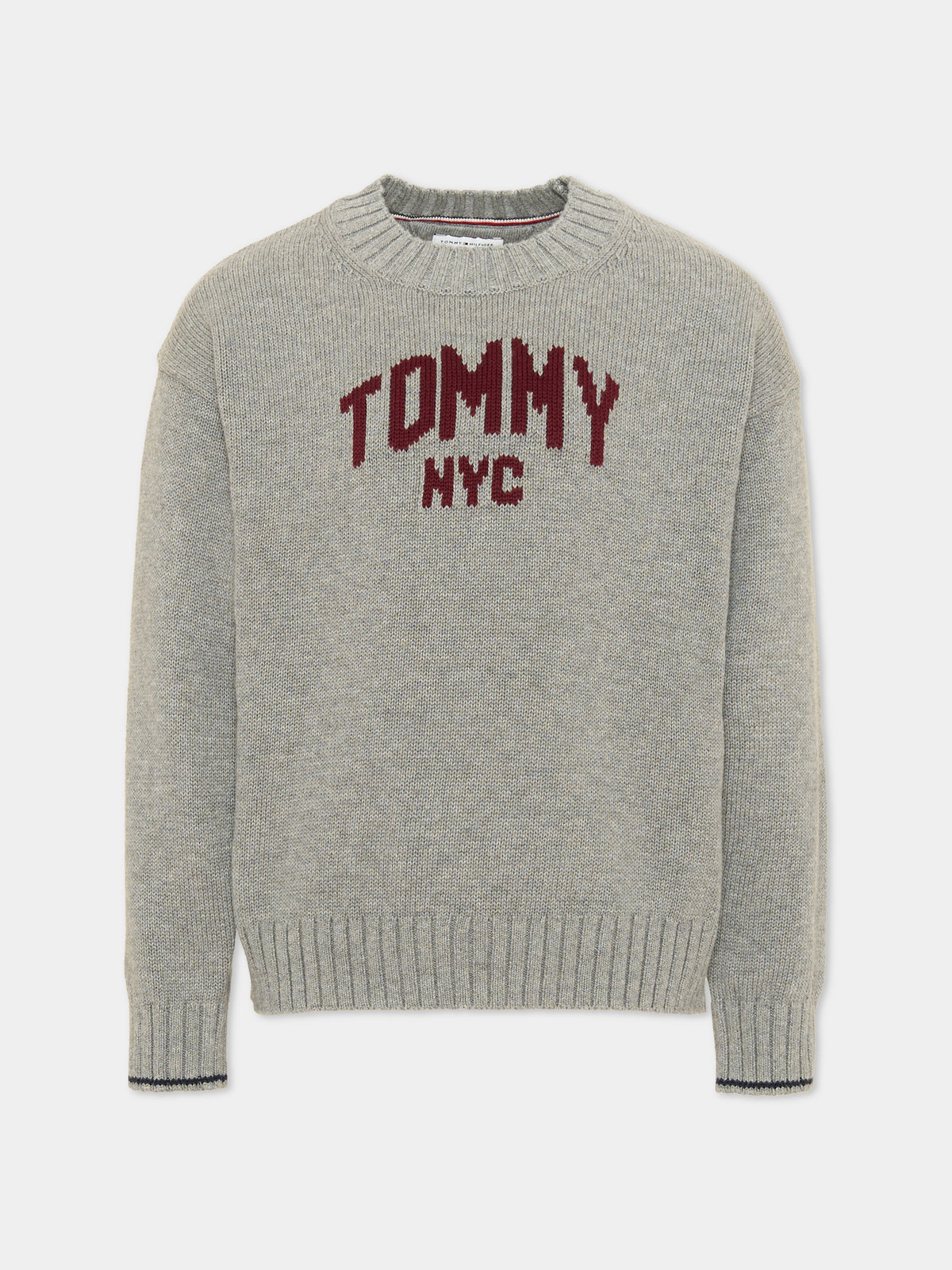 Maglione grigio con logo per bambini,Tommy Hilfiger Junior,KB0KB10698 P7D