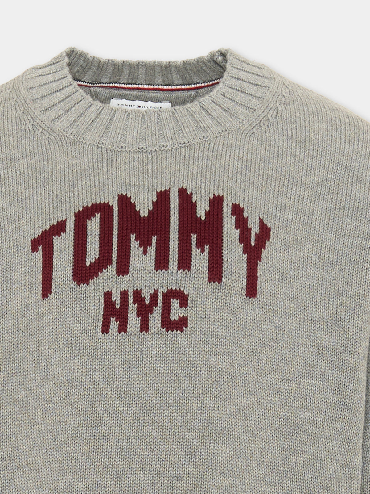 Maglione grigio con logo per bambini,Tommy Hilfiger Junior,KB0KB10698 P7D