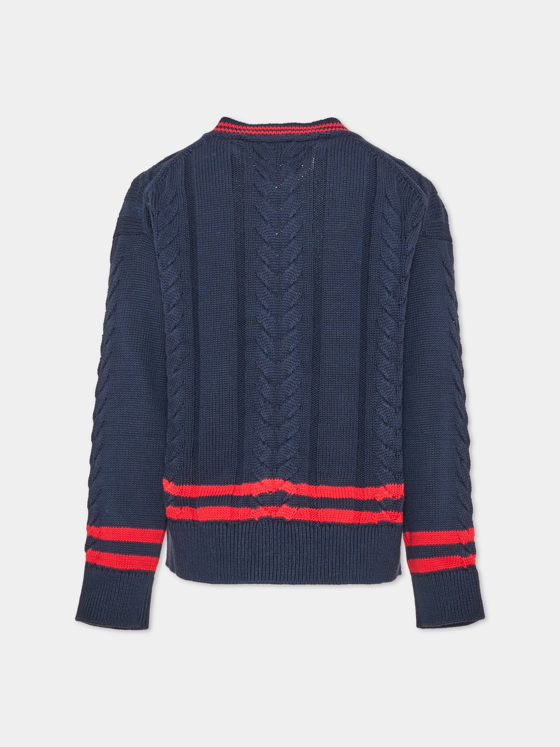 Maglione blu per bambino con trecce,Tommy Hilfiger Junior,KS0KS00763 C1G