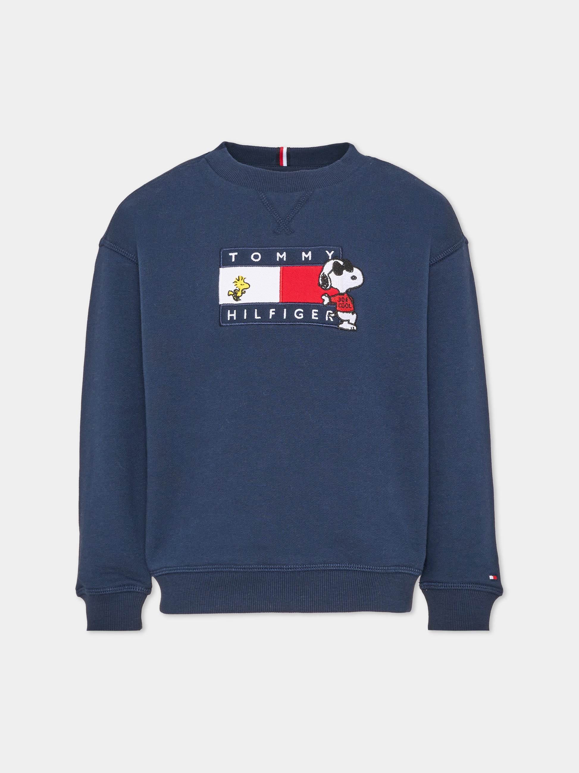 Felpa girocollo blu per bambini con logo,Tommy Hilfiger Junior,KS0KS00764 C1G