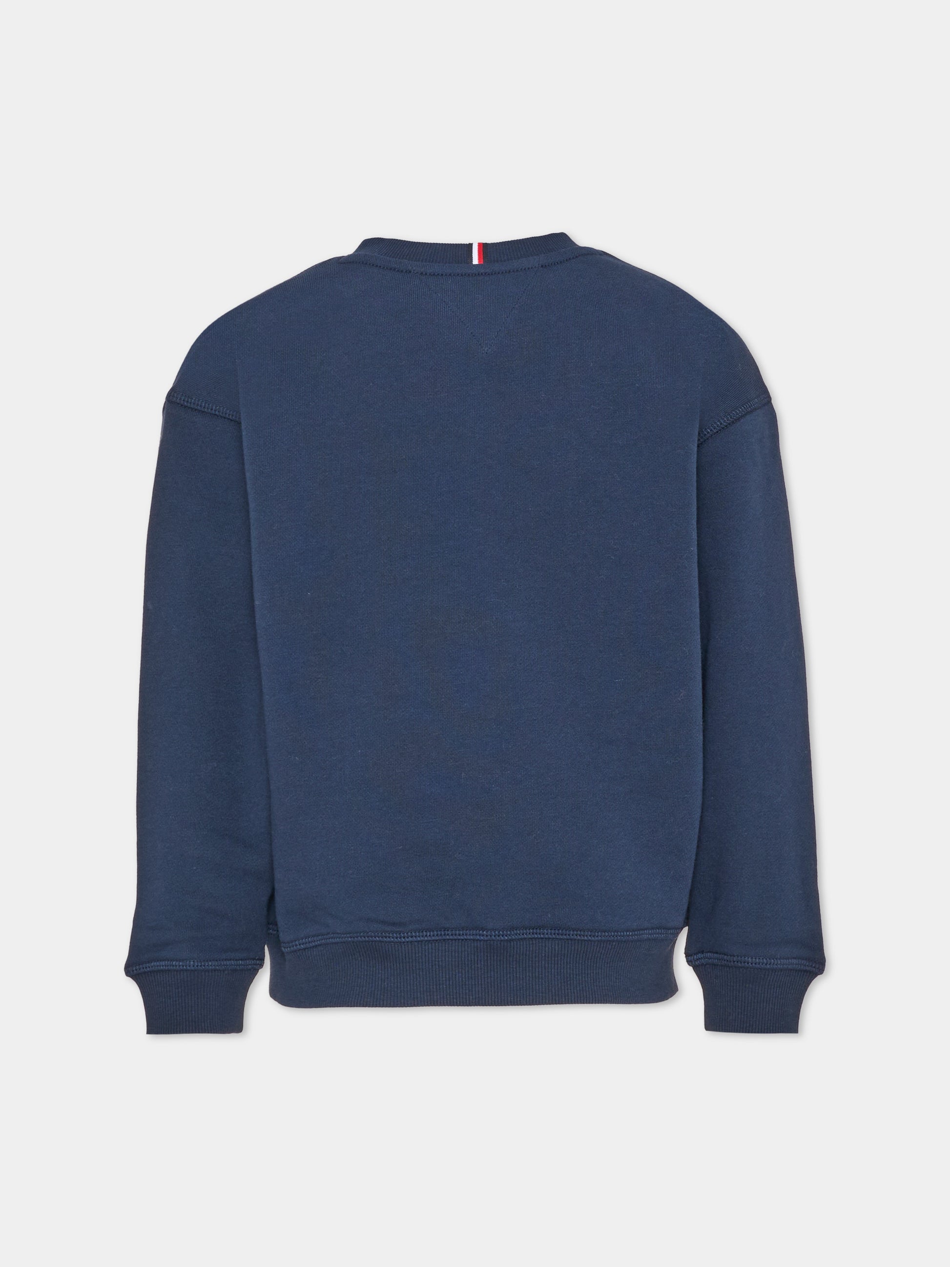 Felpa girocollo blu per bambini con logo,Tommy Hilfiger Junior,KS0KS00764 C1G