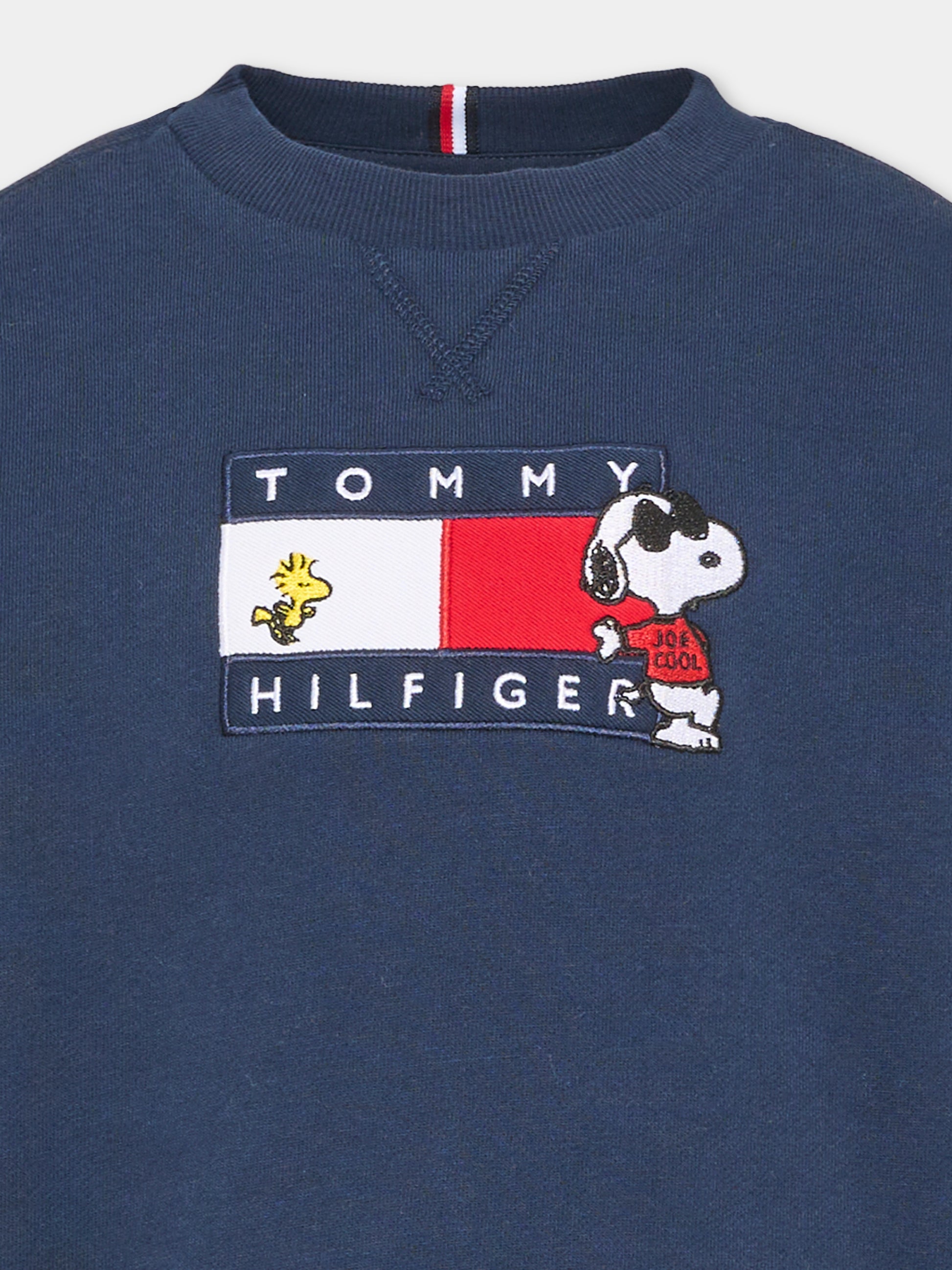 Felpa girocollo blu per bambini con logo,Tommy Hilfiger Junior,KS0KS00764 C1G