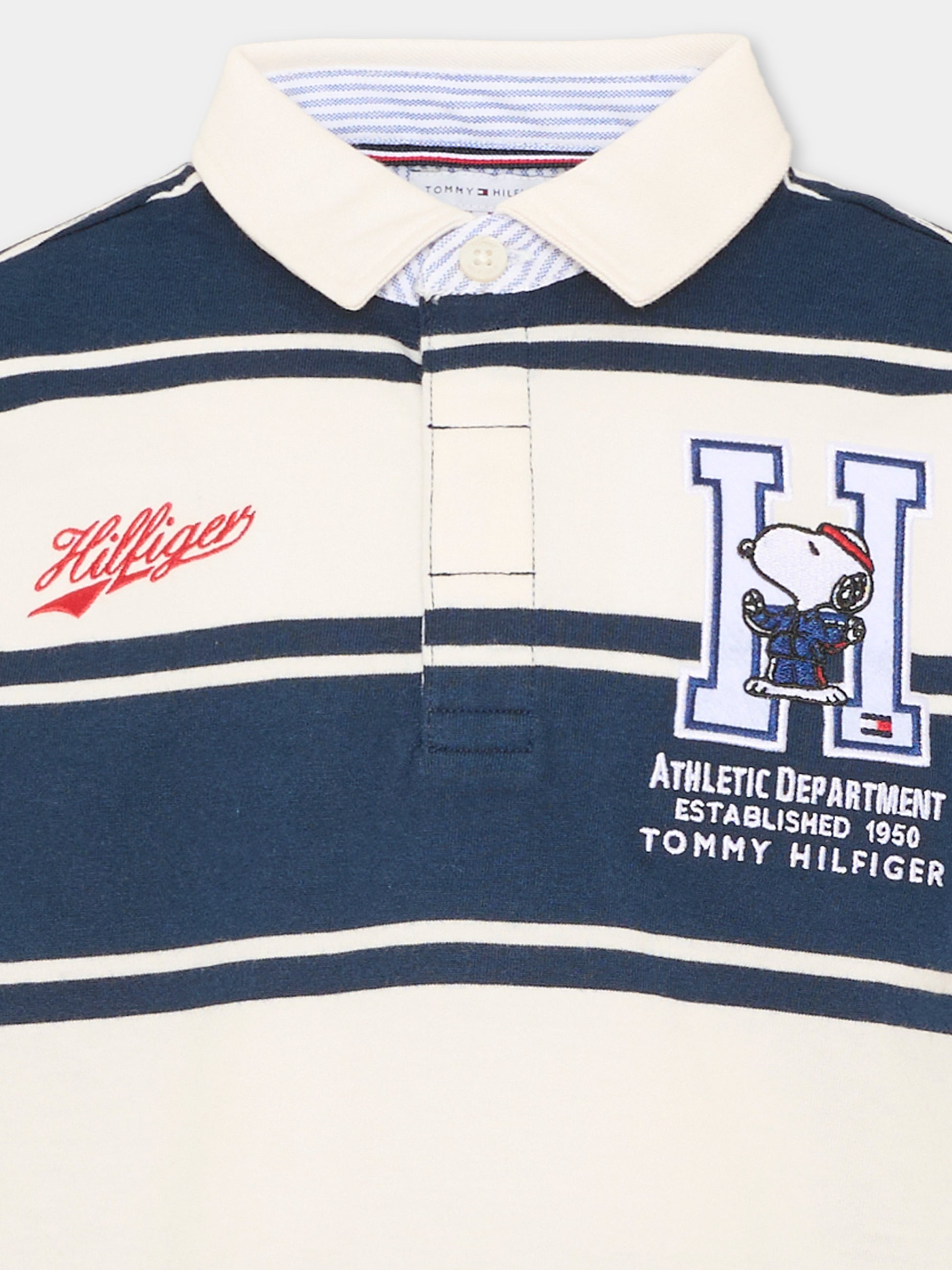 Polo a manica lunga blu per bambino a righe,Tommy Hilfiger Junior,KS0KS00768 0BA