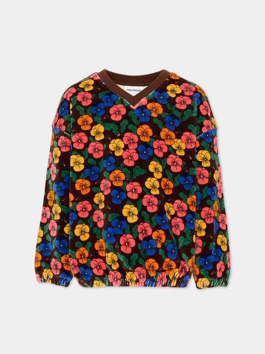 Felpa multicolor per bambina a fiori,Mini Rodini,2672014600