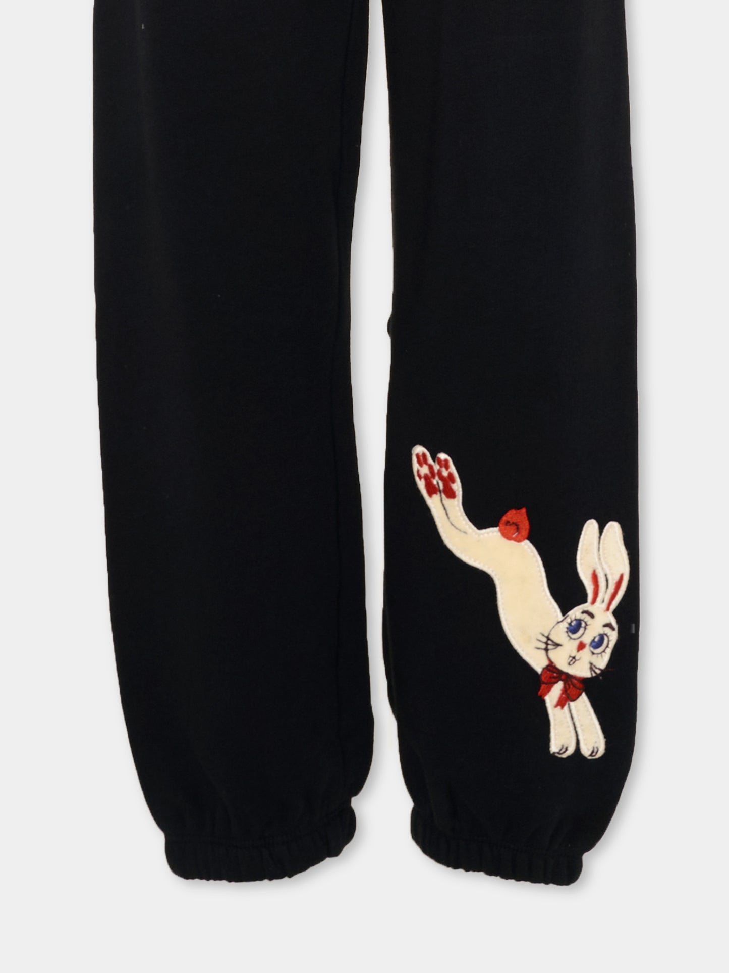 Pantalone nero per bambini con coniglio,Mini Rodini,2673012099