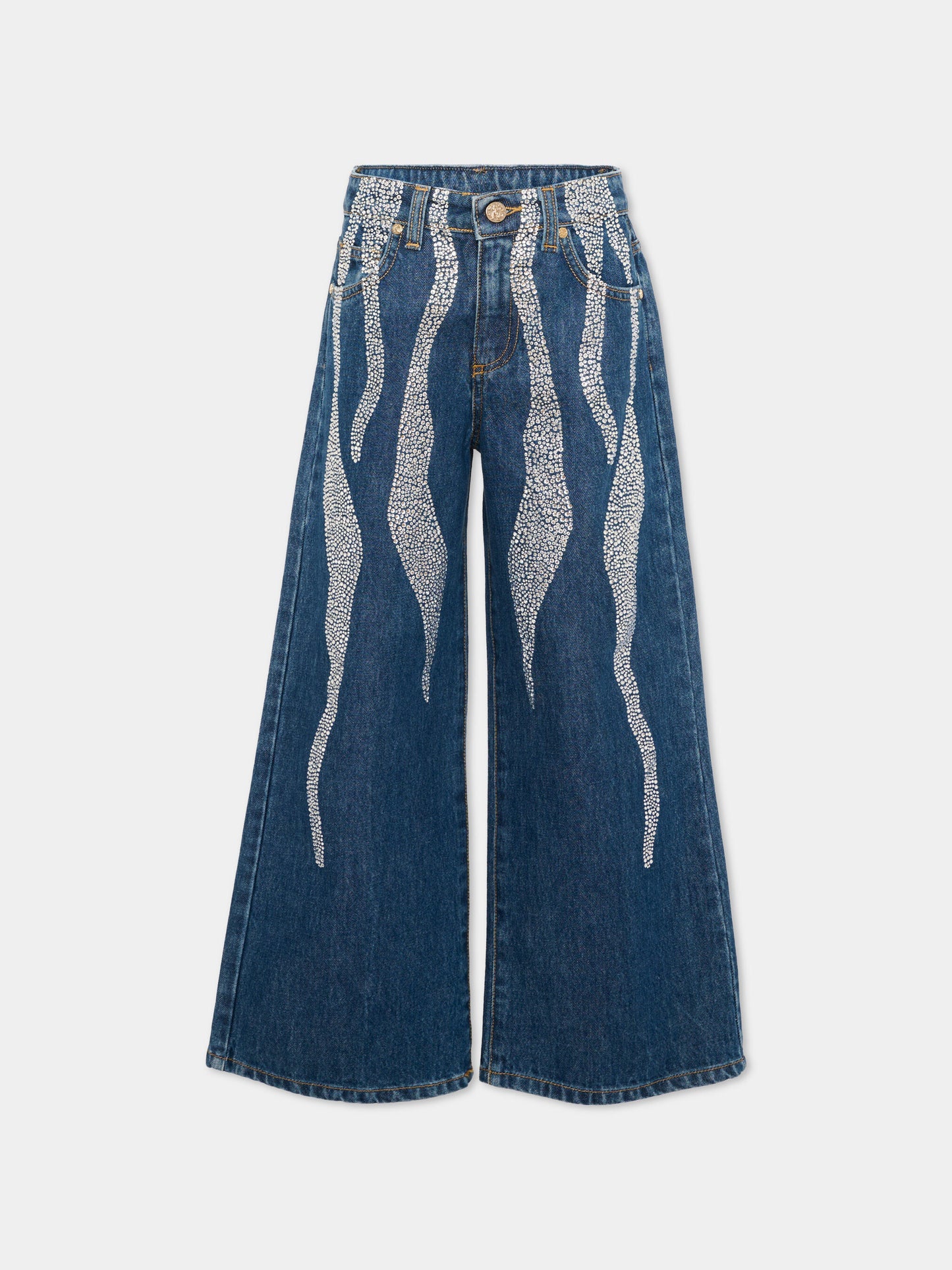 Jeans denim per bambina con strass,Roberto Cavalli Kids,CGA26018JE D.BLUE_MED