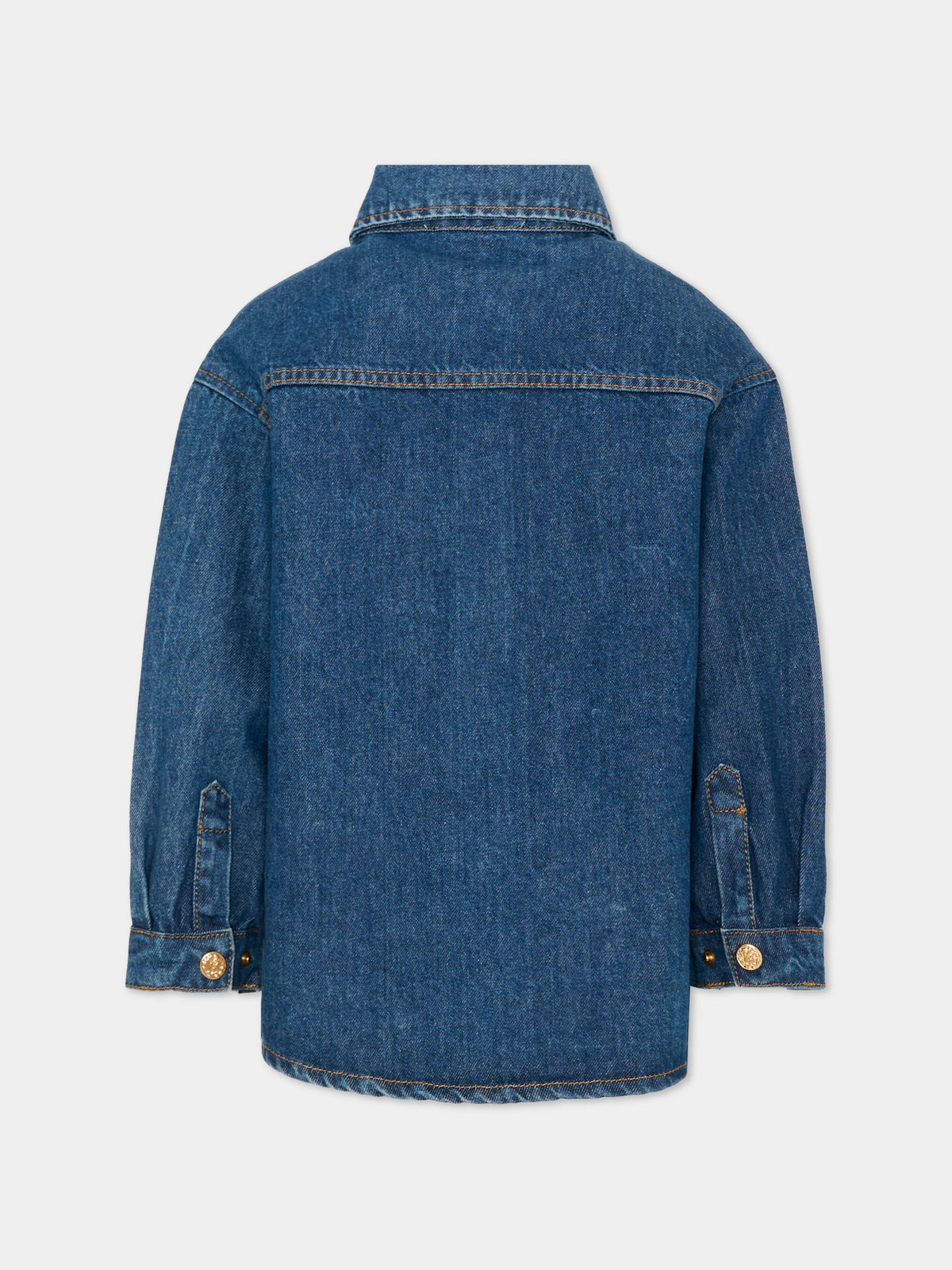 Giubbotto Di Jeans denim per bambina con strass,Roberto Cavalli Kids,CGA26002CA D.BLUE_MED