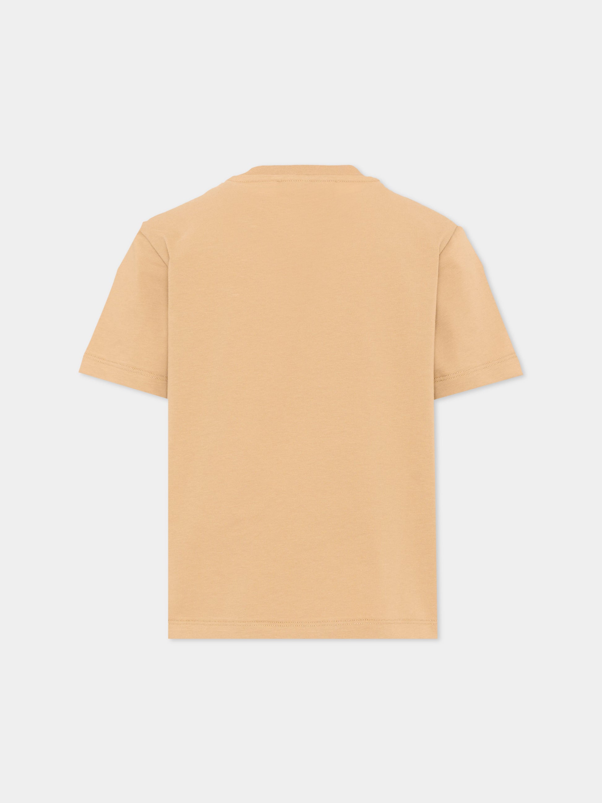 T-Shirt beige per bambini con logo,Roberto Cavalli Kids,CBA26070TS BEIG.MARZ.