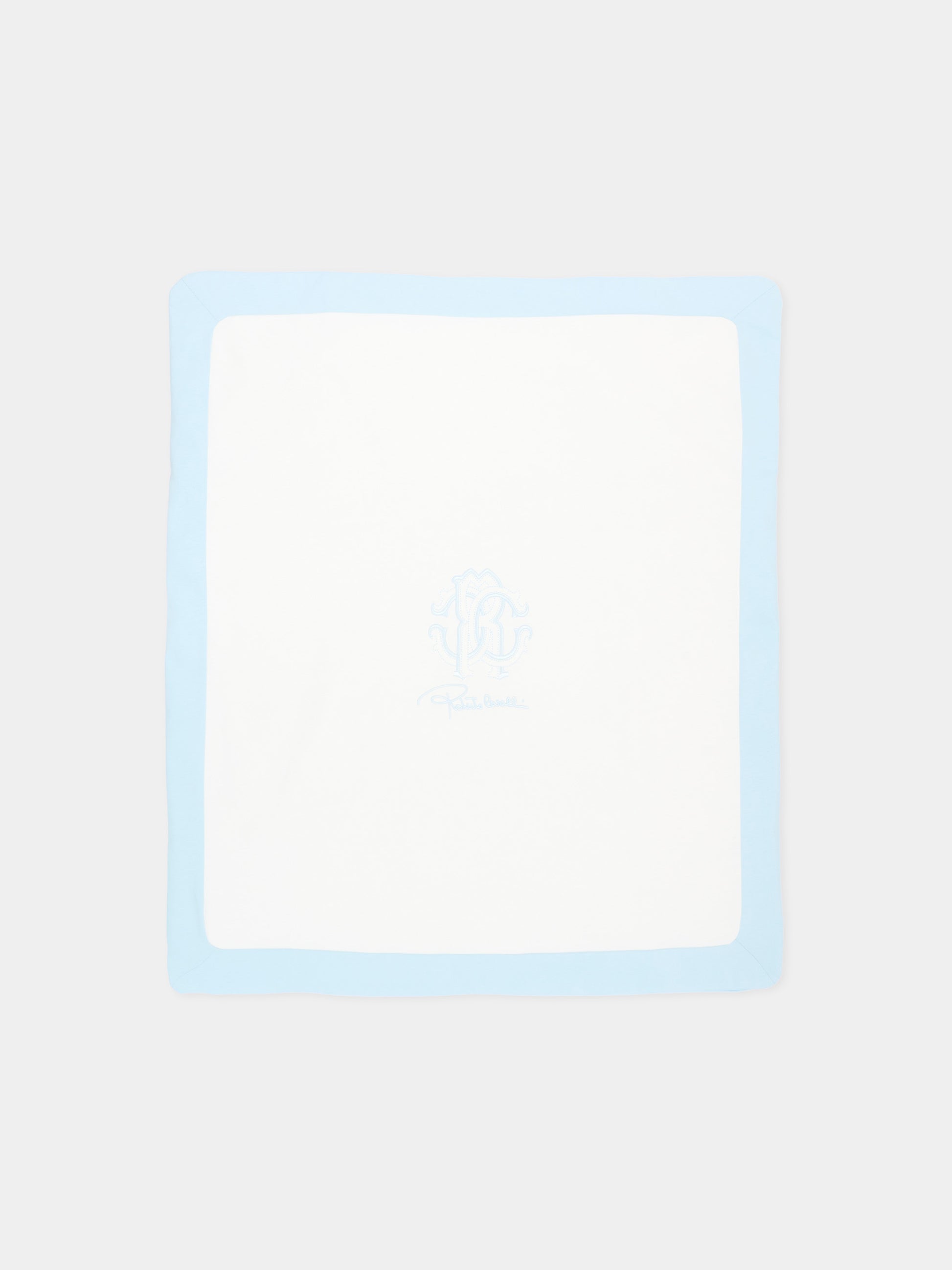 Coperta celeste per neonato con logo,Roberto Cavalli Kids,CLA26050CE SKYRIDE/A.