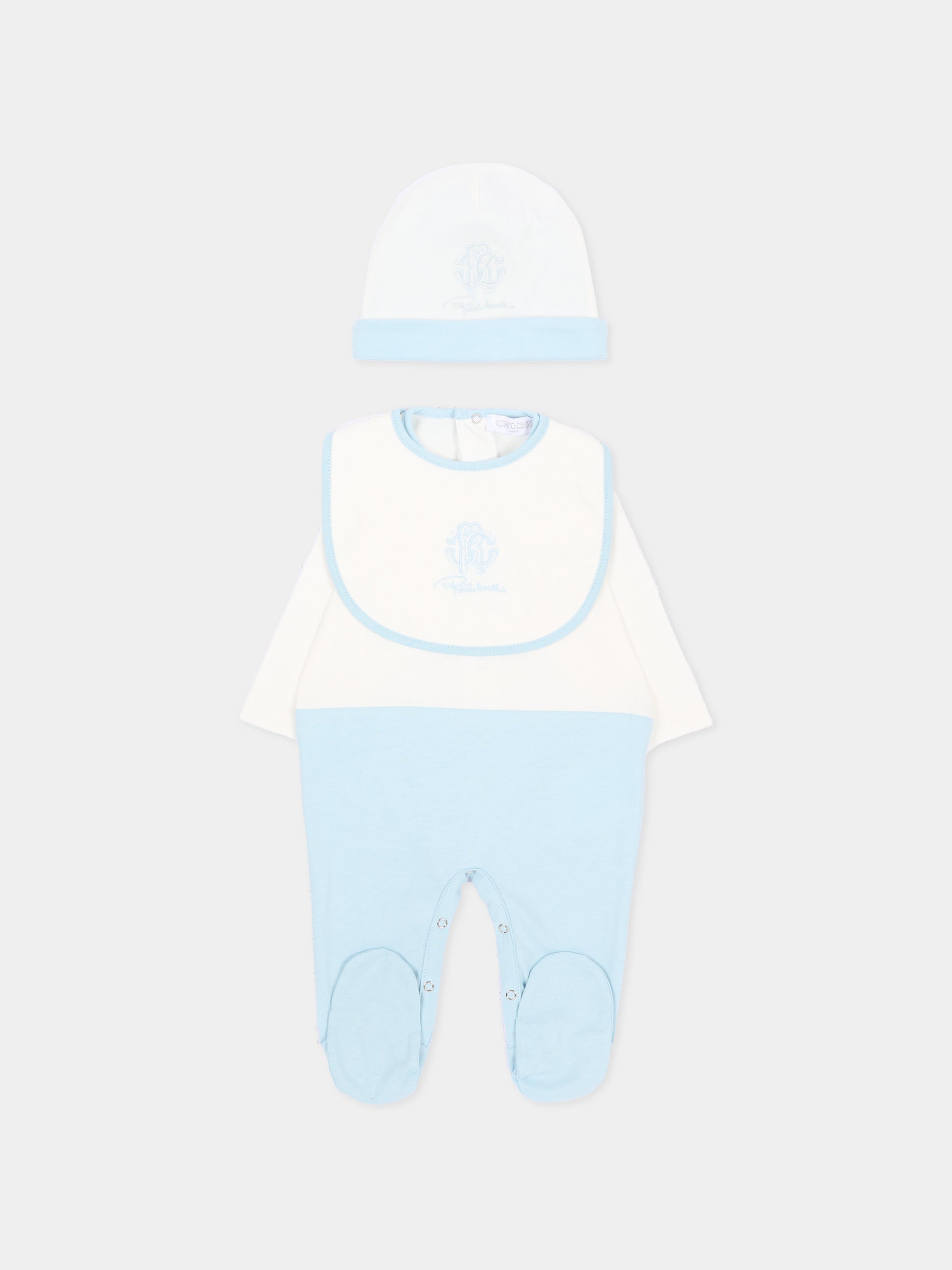 Set tutina celeste per neonato con logo,Roberto Cavalli Kids,CLA26051TU SKYRIDE/A.