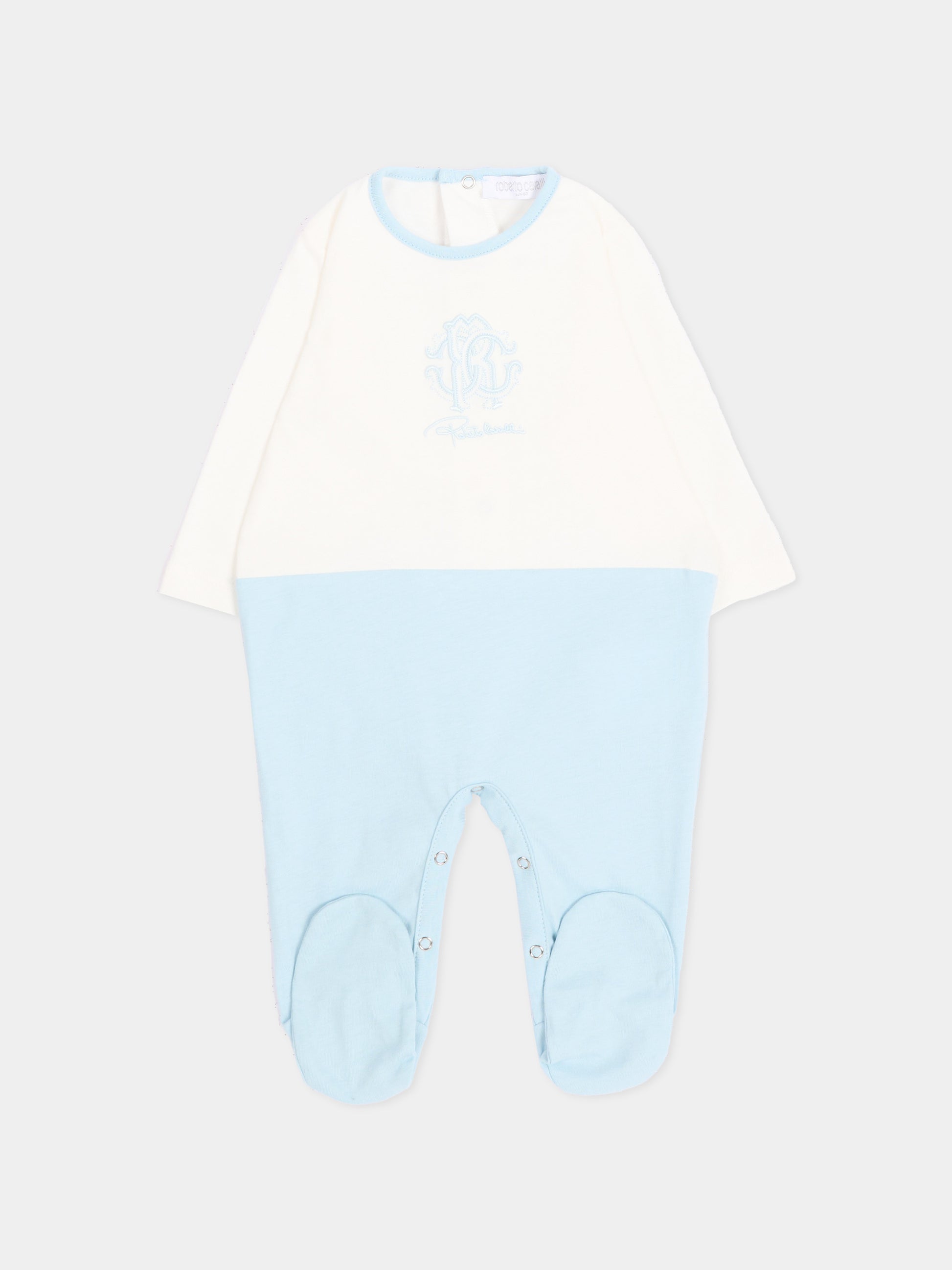 Set tutina celeste per neonato con logo,Roberto Cavalli Kids,CLA26051TU SKYRIDE/A.