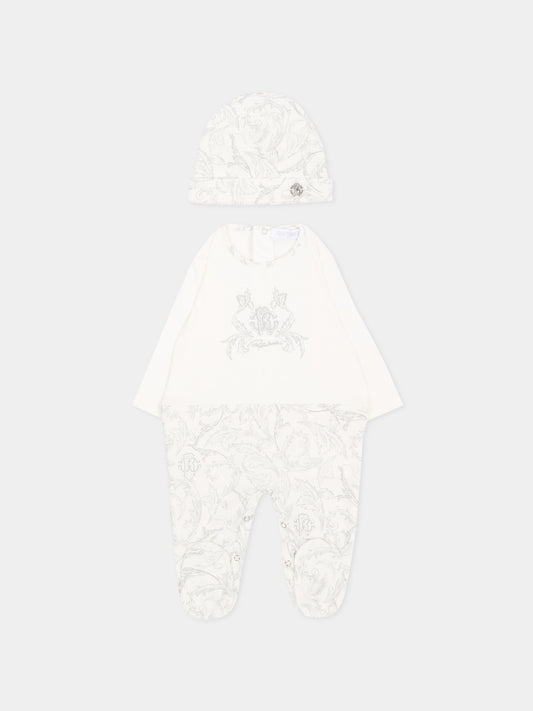 Set tutina avorio per neonati con logo,Roberto Cavalli Kids,CLA26031TU AV.PERLA/A