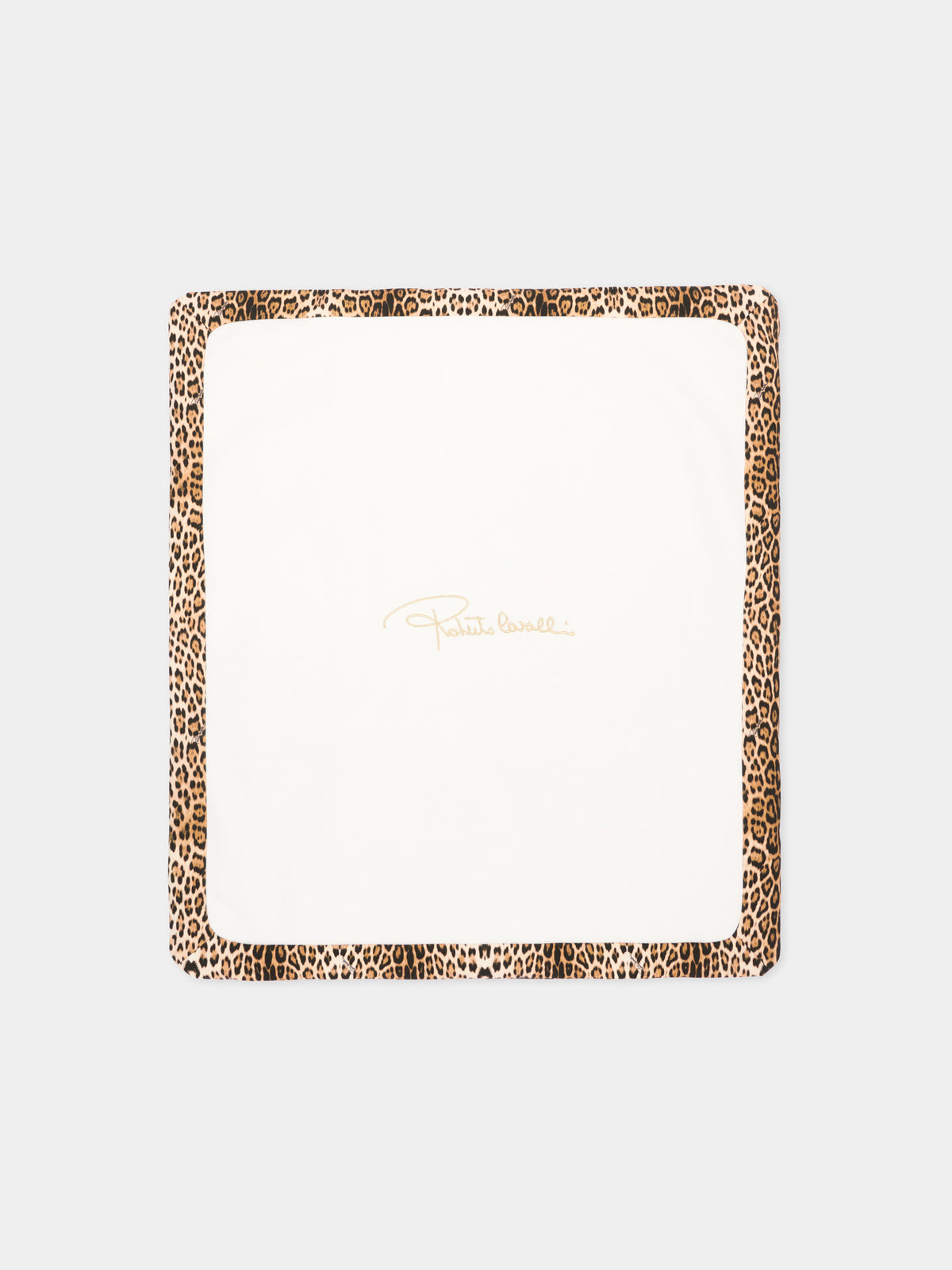 Coperta avorio animalier per neonata con logo,Roberto Cavalli Kids,CLA26002CE GIAG.N/ACC