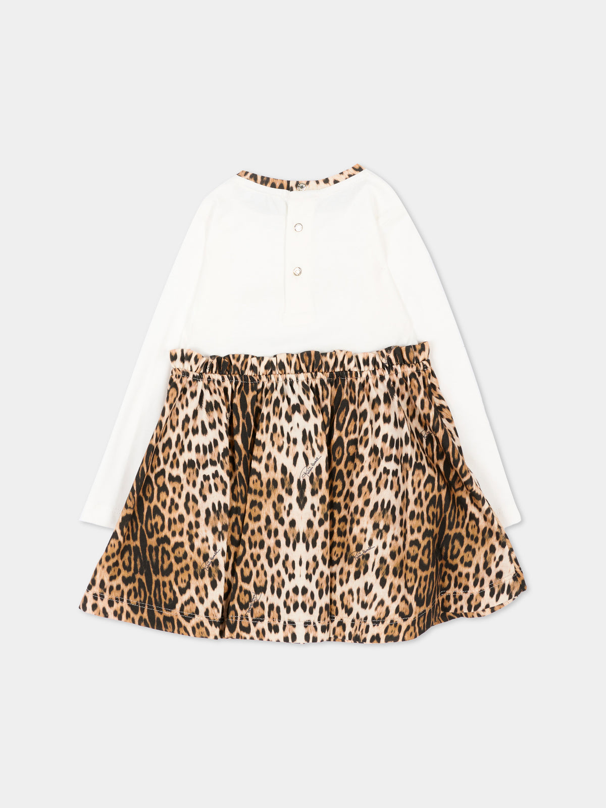 Vestito a manica lunga marrone per neonata animalier,Roberto Cavalli Kids,CIA26073VE AVOR.CC/GN