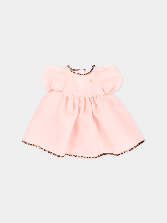 Abito elegante rosa per neonata profili animalier,Roberto Cavalli Kids,CIA26015VE PINK_H/G.N