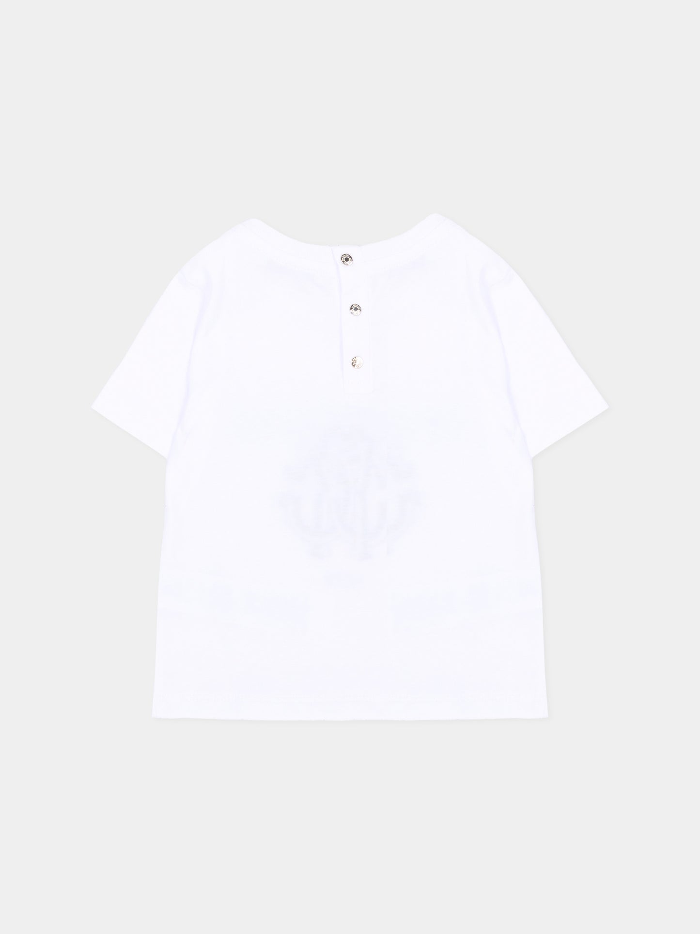 T-Shirt bianca per neonato con logo,Roberto Cavalli Kids,CIA26106TS WHITE