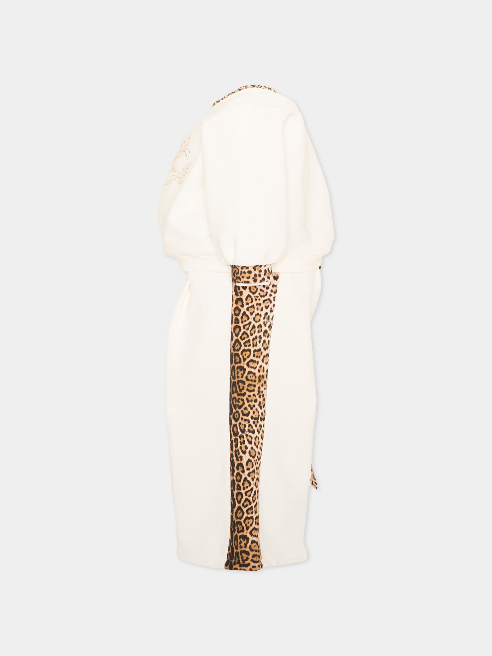 Completo sportivo avorio per bambina animalier,Roberto Cavalli Kids,CGA26157CF AVOR.CC/GN