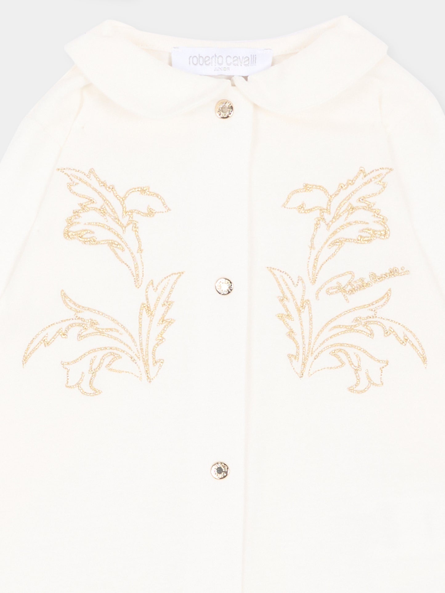 Set tutina avorio per neonati con ricamo,Roberto Cavalli Kids,CLA26030TU AVORIO_C.C