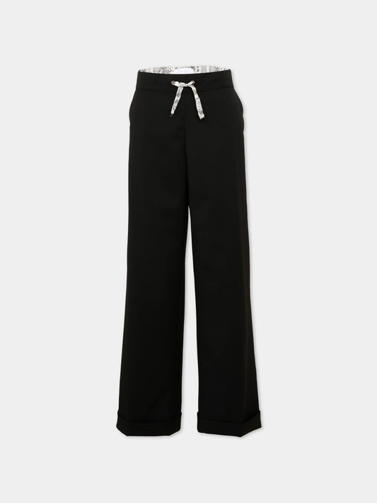 Pantalone nero per bambino con coulisse,Roberto Cavalli Kids,CBA26060PA BLACK/P.G.