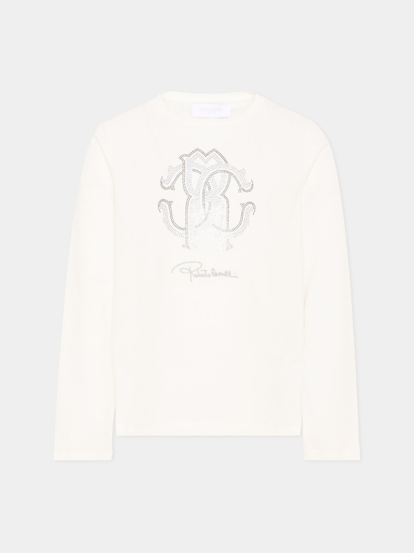 T-Shirt avorio per bambini con logo,Roberto Cavalli Kids,CGA26112TS AVORIO_C.C