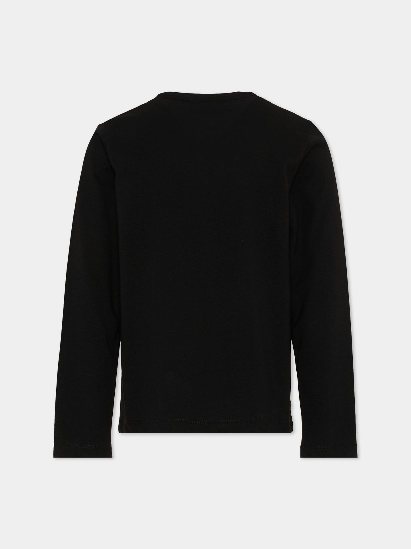 T-Shirt nera per bambini con logo,Roberto Cavalli Kids,CGA26112TS BLACK
