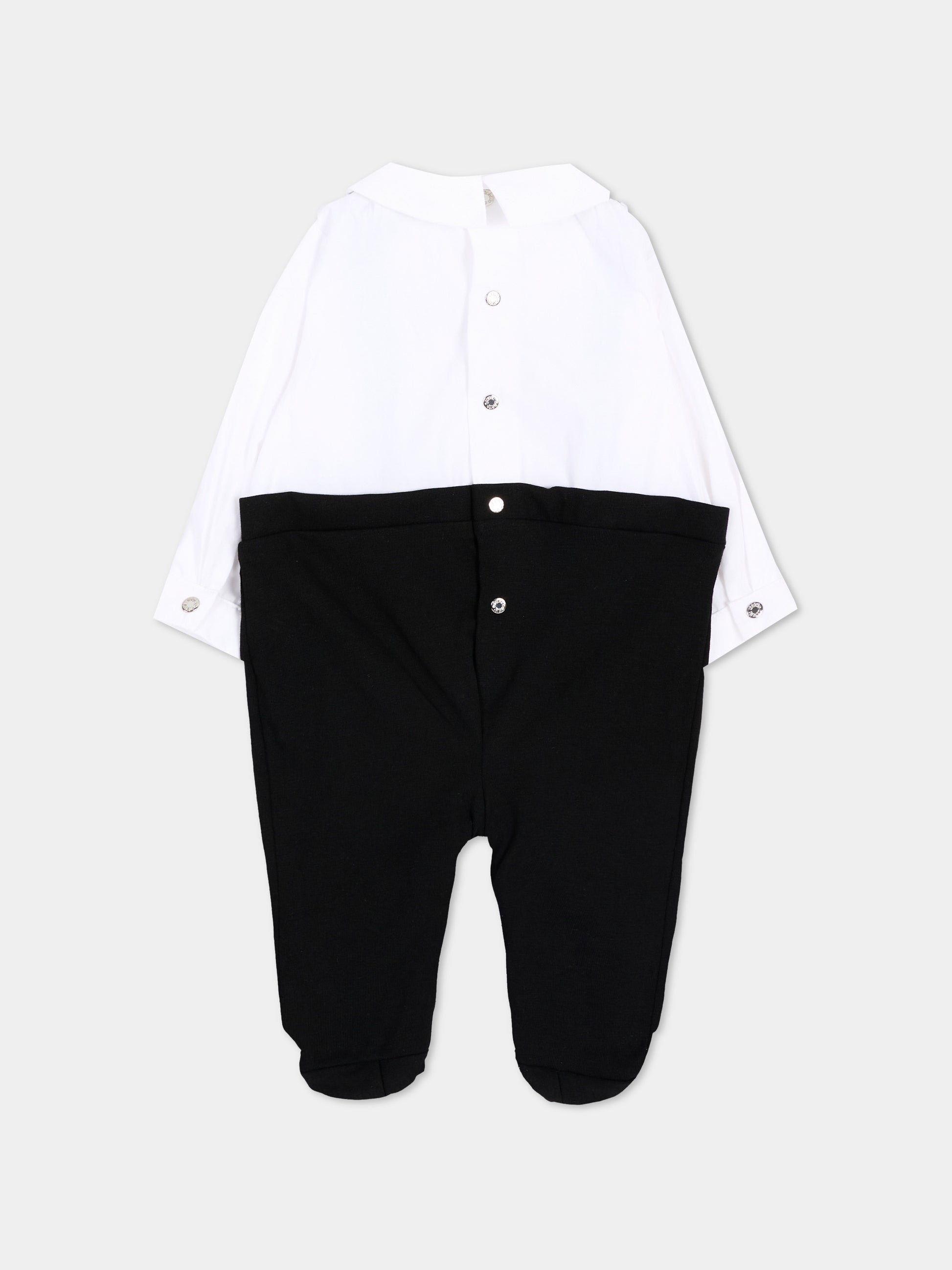 Tutina nera per neonato con papillon,Roberto Cavalli Kids,CLA26053TU WHITE/BLK