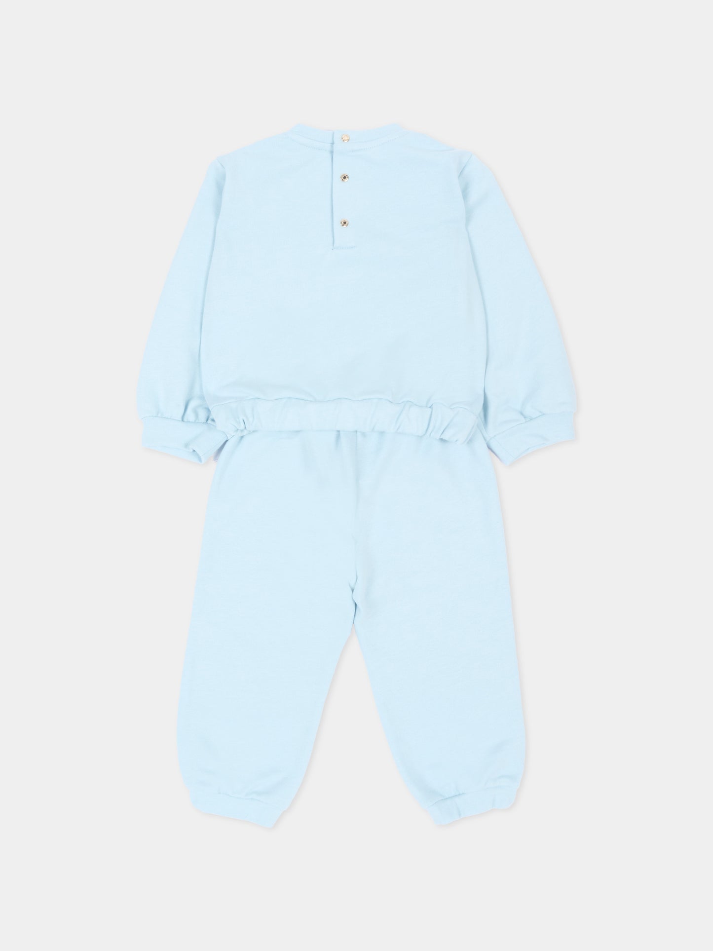 Completo sportivo lungo celeste per neonato con logo,Roberto Cavalli Kids,CIA26034CF SKYRIDE/SK
