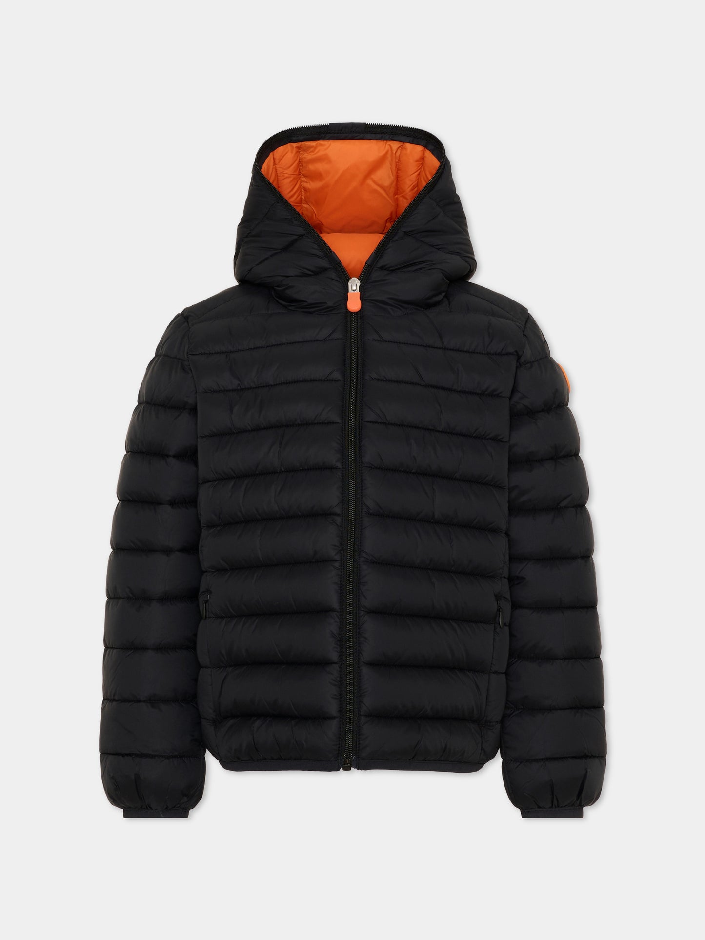 Piumino nero Dony per bambino con patch logo,Save The Duck Kids,J30650B GIGA23 10000