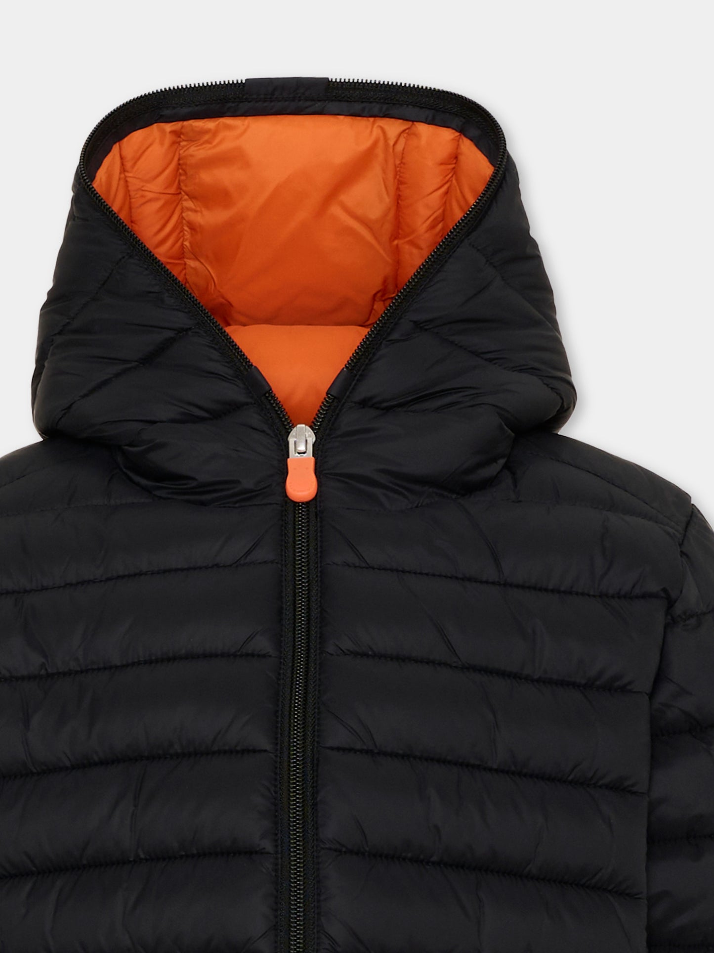 Piumino nero Dony per bambino con patch logo,Save The Duck Kids,J30650B GIGA23 10000