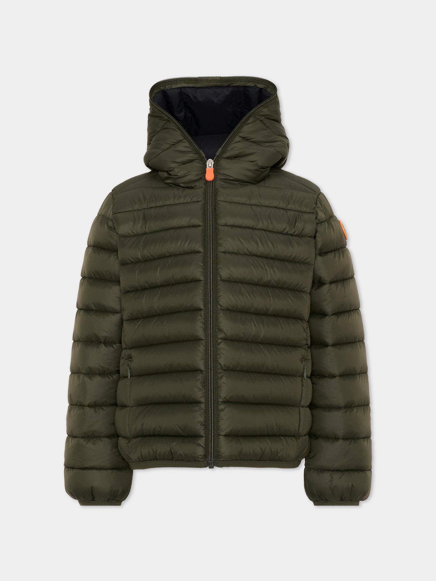 Piumino verde Dony per bambino con patch logo,Save The Duck Kids,J30650B GIGA23 50071