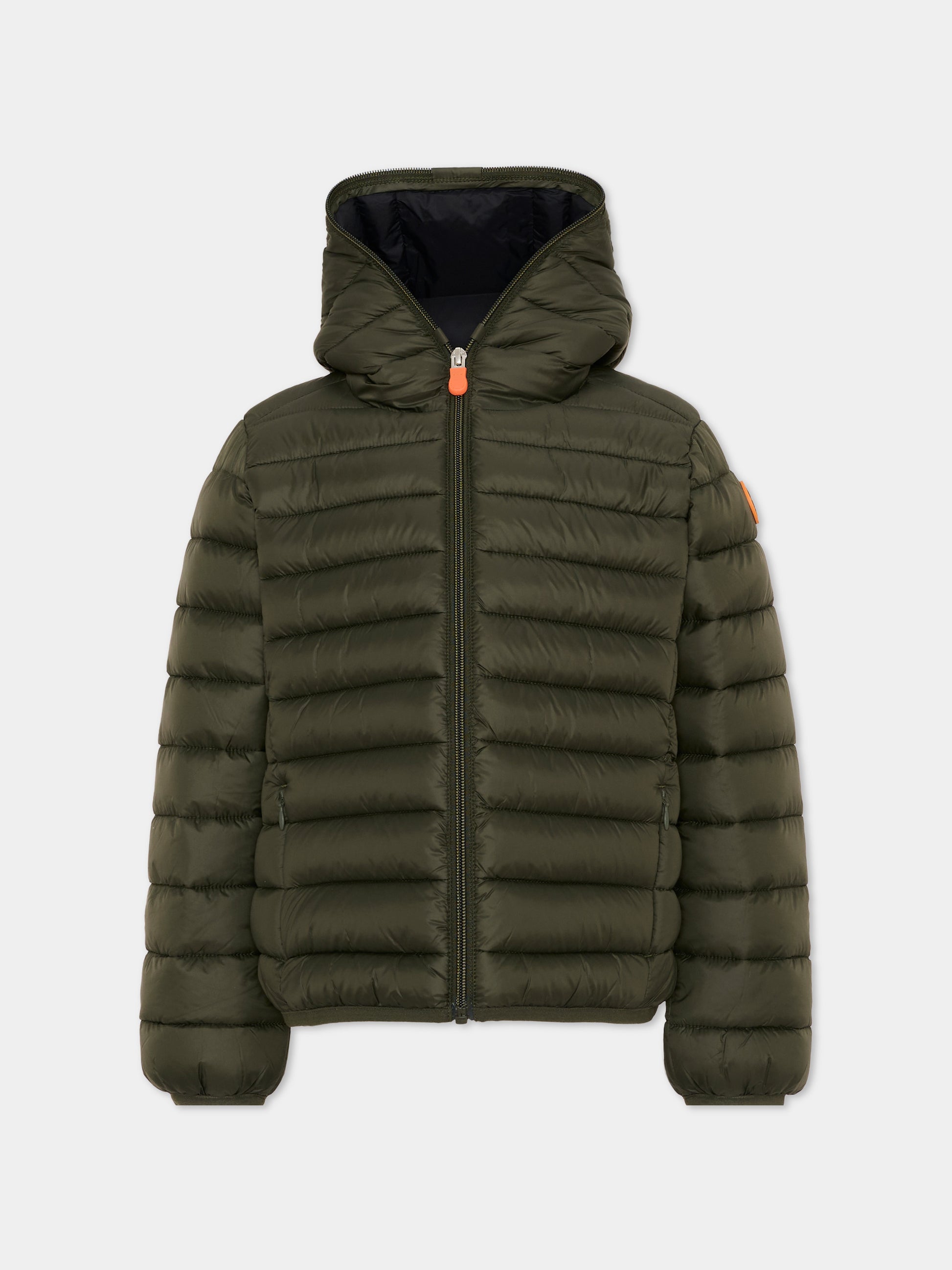 Piumino verde Dony per bambino con patch logo,Save The Duck Kids,J30650B GIGA23 50071