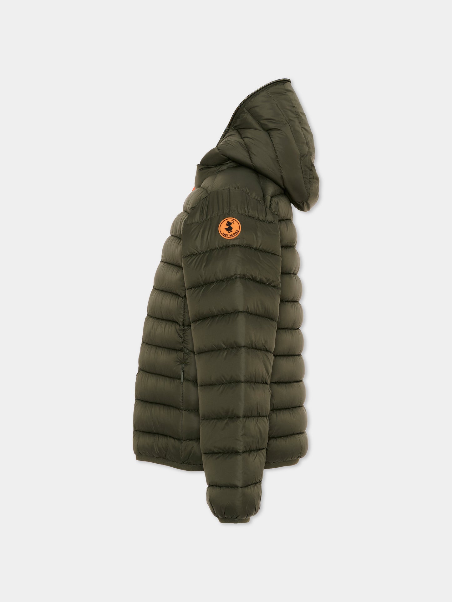 Piumino verde Dony per bambino con patch logo,Save The Duck Kids,J30650B GIGA23 50071