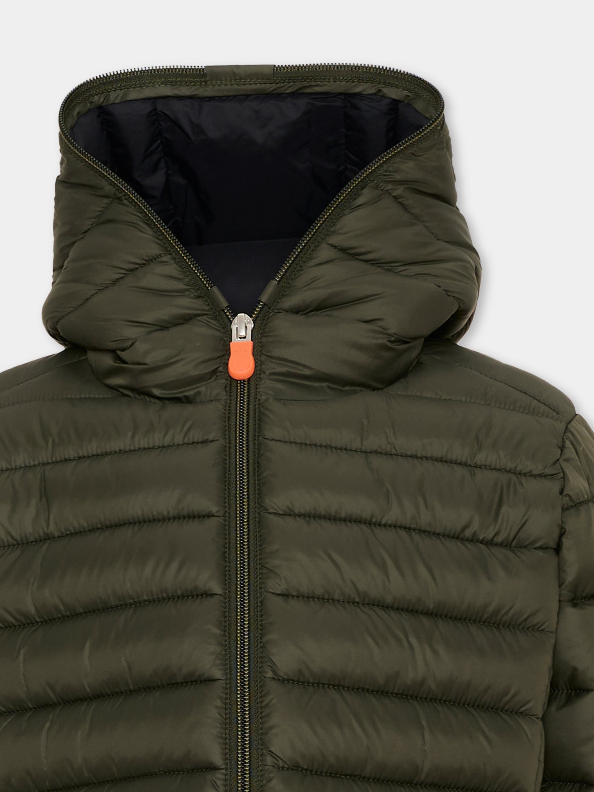 Piumino verde Dony per bambino con patch logo,Save The Duck Kids,J30650B GIGA23 50071