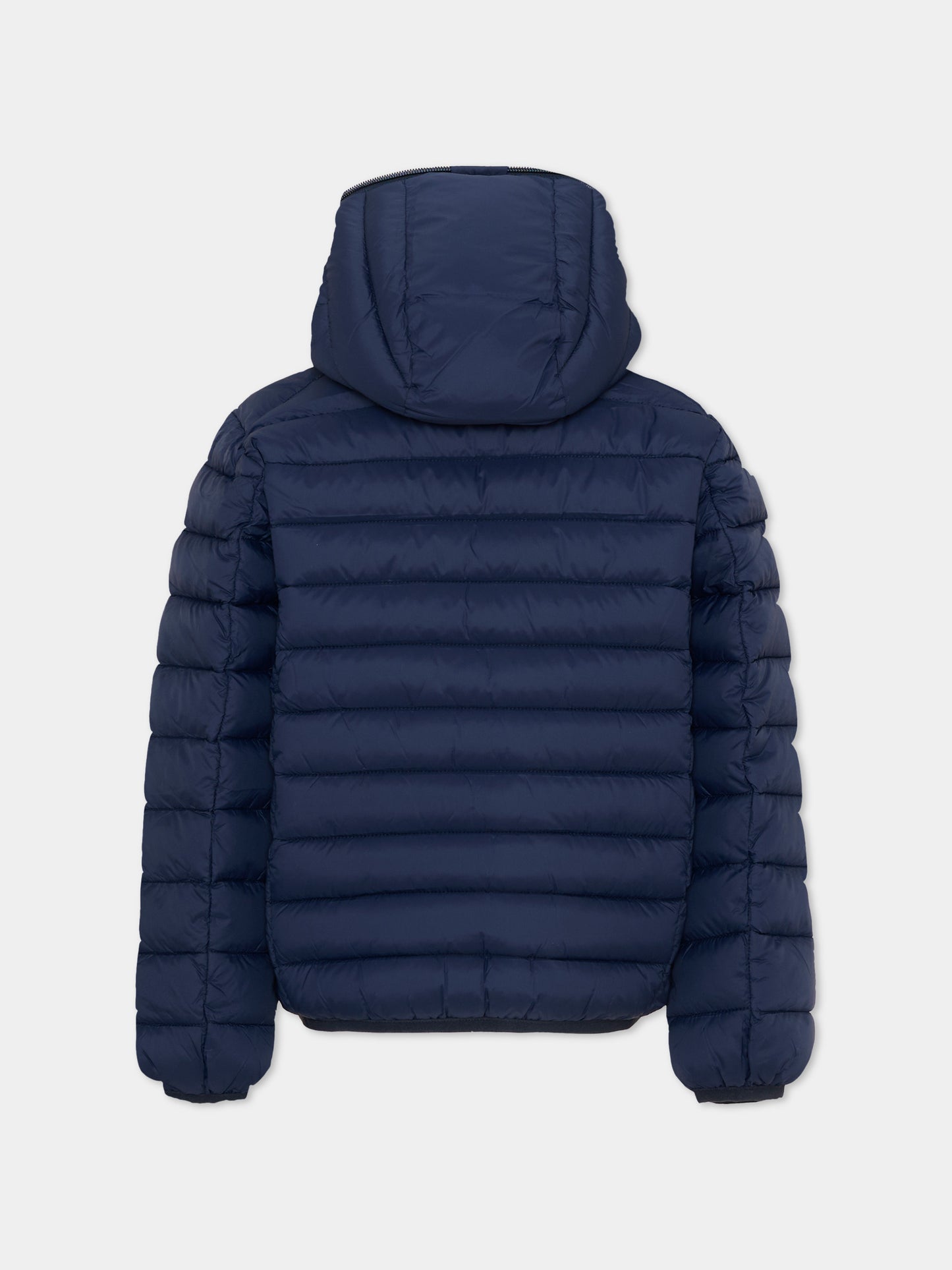 Piumino blu Dony per bambino con patch logo,Save The Duck Kids,J30650B GIGA23 90000