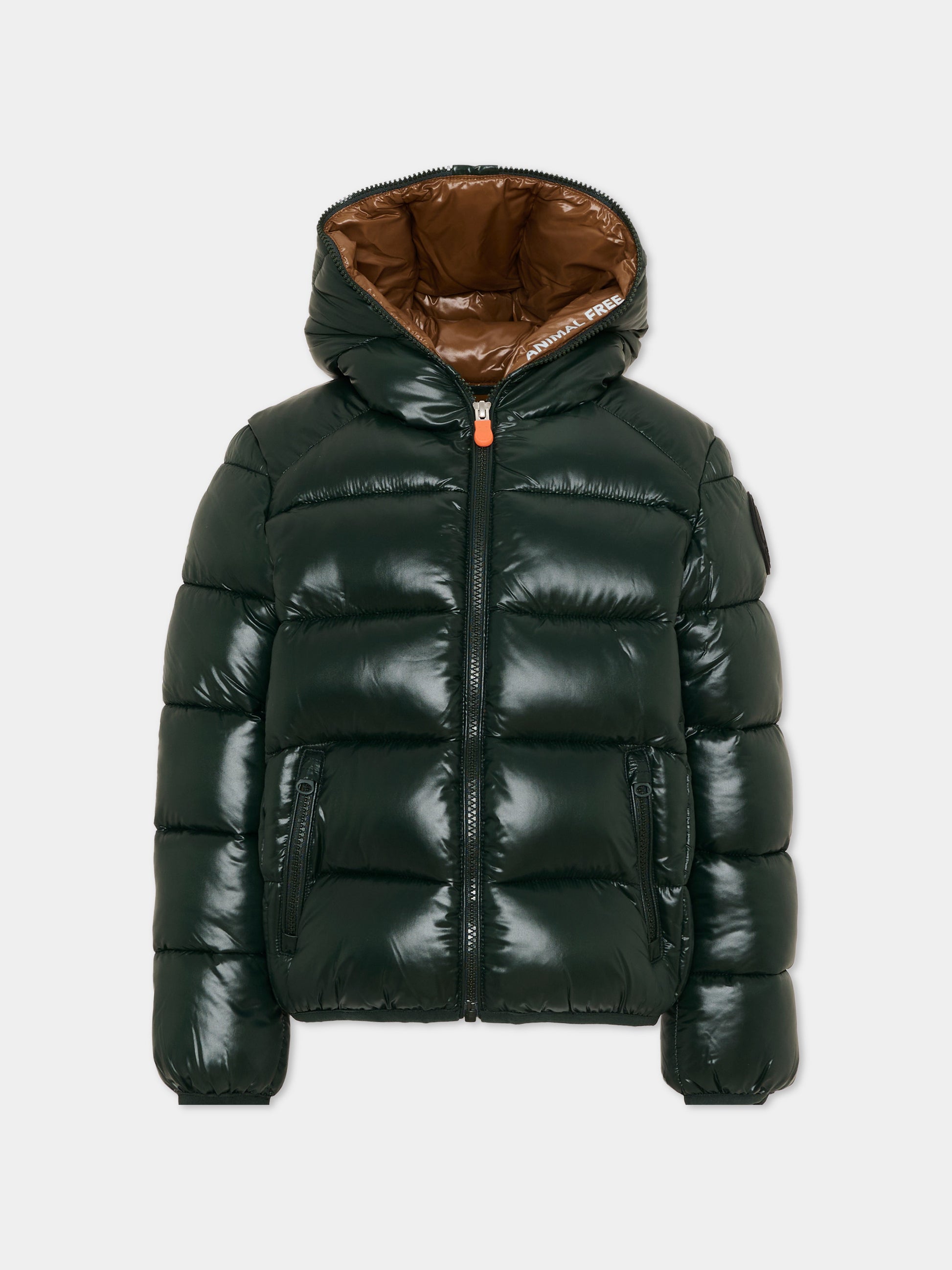 Piumino verde Artie per bambino con patch logo,Save The Duck Kids,J31280B LOVE21 50083