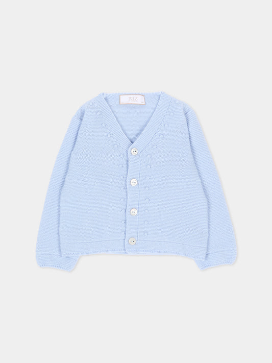 Cardigan celeste per neonato in maglia,Paz Rodríguez,001 111852 20 H56
