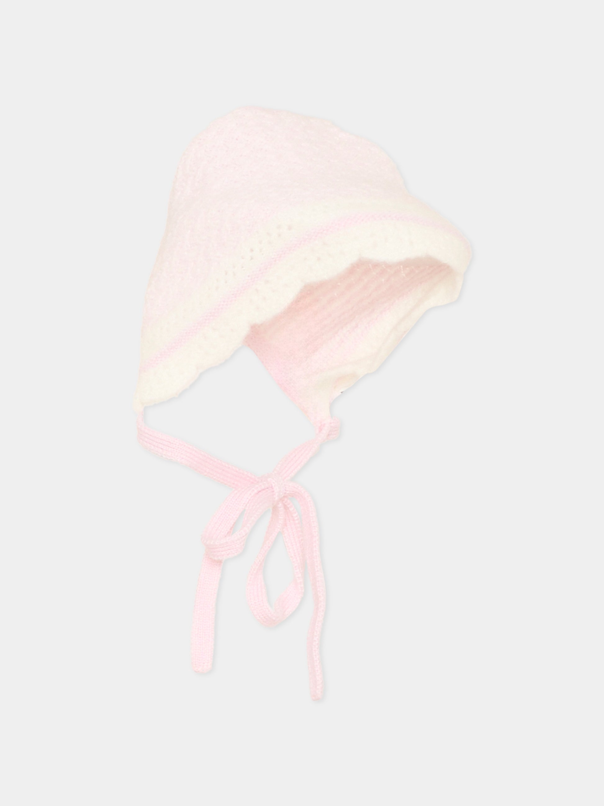 Cuffia rosa con laccetti per neonata,Paz Rodríguez,011 114212 3060 H56