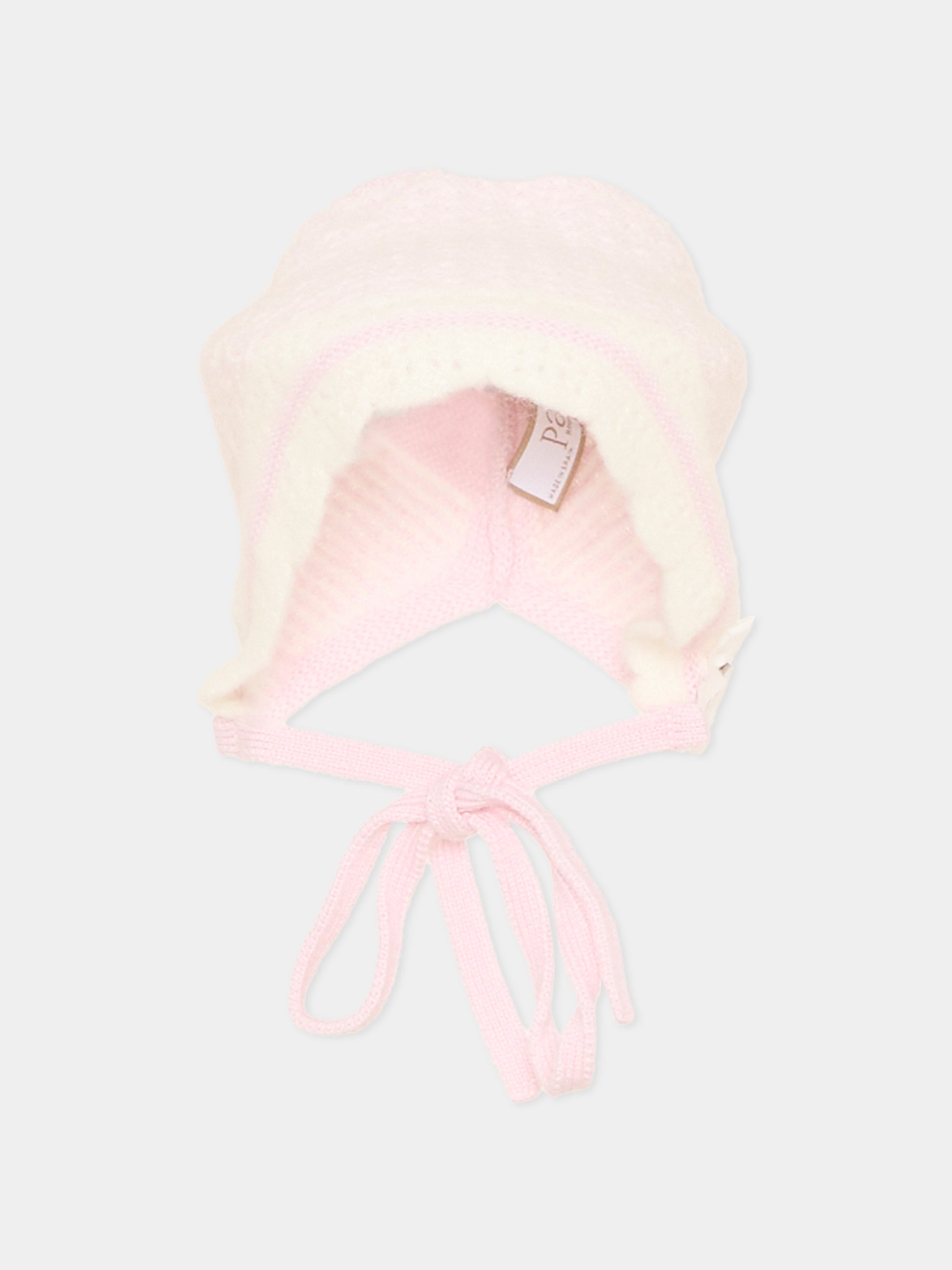 Cuffia rosa con laccetti per neonata,Paz Rodríguez,011 114212 3060 H56